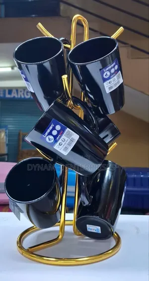 6 Black Luminarc Mugs O