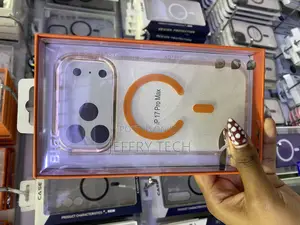 Maleda iPhone 17 Pro Max Clear Orange Magsafe Glitter Plated Case
