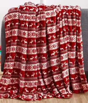 Nordic Reindeer Fleece Blanket