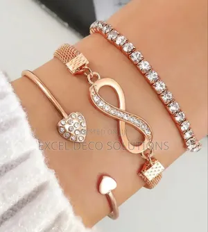 3 PCS /Set Infinity Open Heart Bracelet Copper