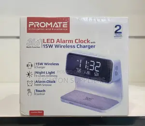 Promate Lumix-15w 3 in 1 Multi Function Led Alarm Clock