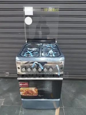 50×55 Roch Standing Cooker – 3 Gas Burners + 1 Hotplate (Silver)