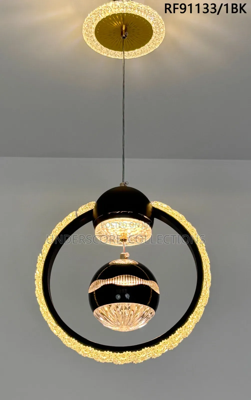 Modern Chandelier in Black and Gold