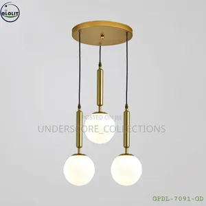 Gold Glolit 3-Light Glass Globe Chandelier
