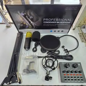 V8 Live Sound Card With Condenser Microphone Studio Podcast Streaming