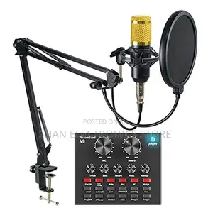 V8 Sound Card + Bm800 Mic Set Condenser Microphone Live Sound Card