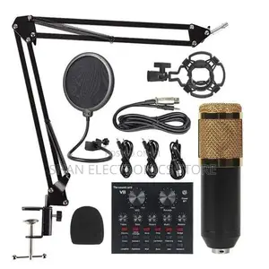 V8 Sound Card With Condenser Microphone for Podcast
