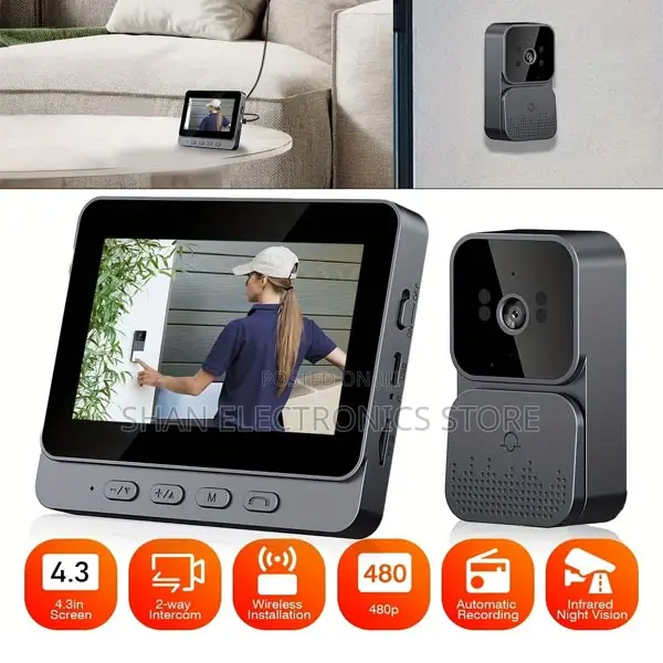 Video Doorbell With 4.3 Inch Ips Screen, Video Intercom, Two-Way Talk