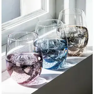 6pcs Stardust Stemless Wine Glasses Set