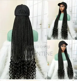 Braided Cap Wig With Box Braids Curly Tips