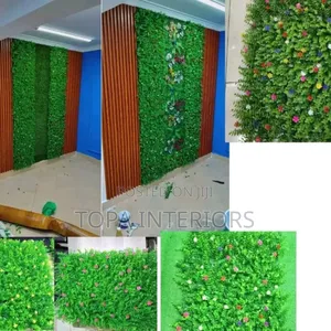 Flowered Artificial Boxwood Hedge Panels for Wall Decoration