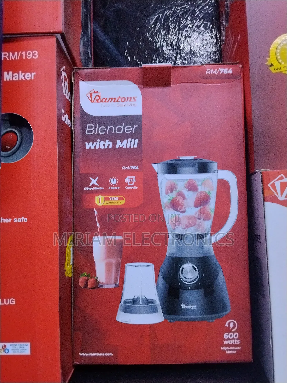 Ramtons Rm 764 Blender+Mill 600 Watts 5 Speed