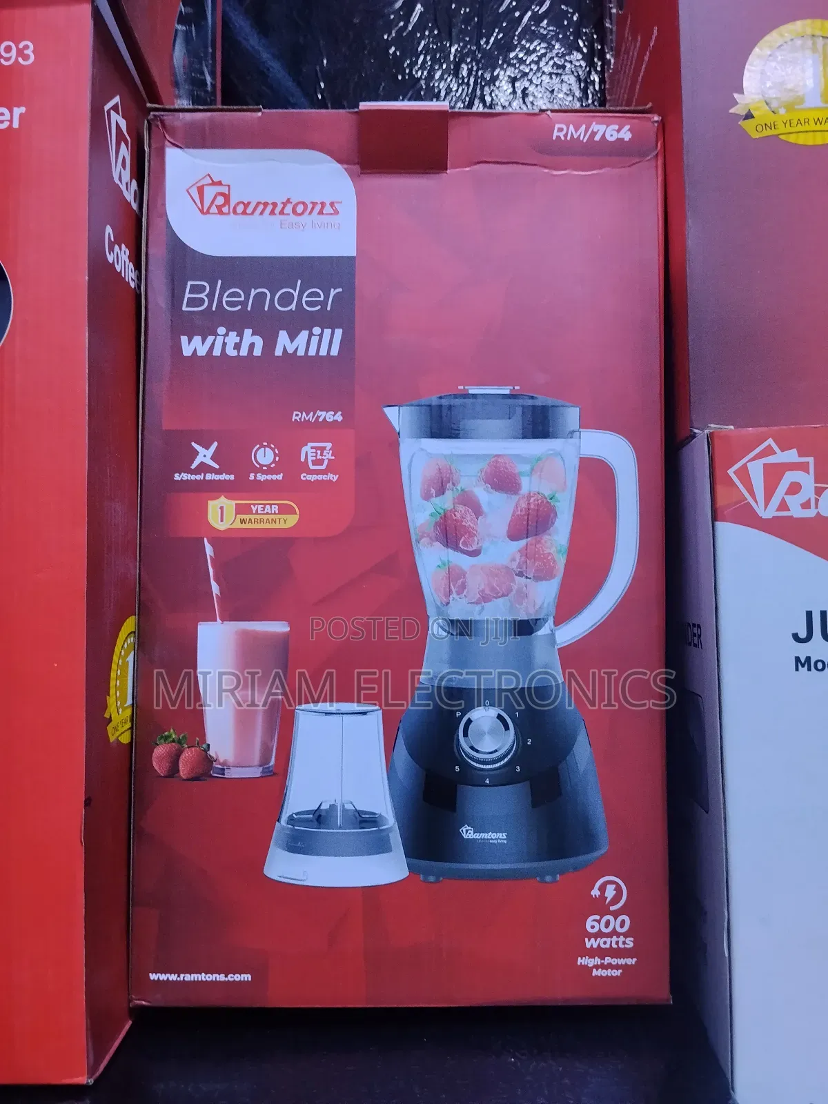 Ramtons Rm 764 Blender+Mill 600 Watts 5 Speed