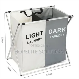 Foldable Frame 3 Compartment or 2 Compartment Laundry Basket Hamper