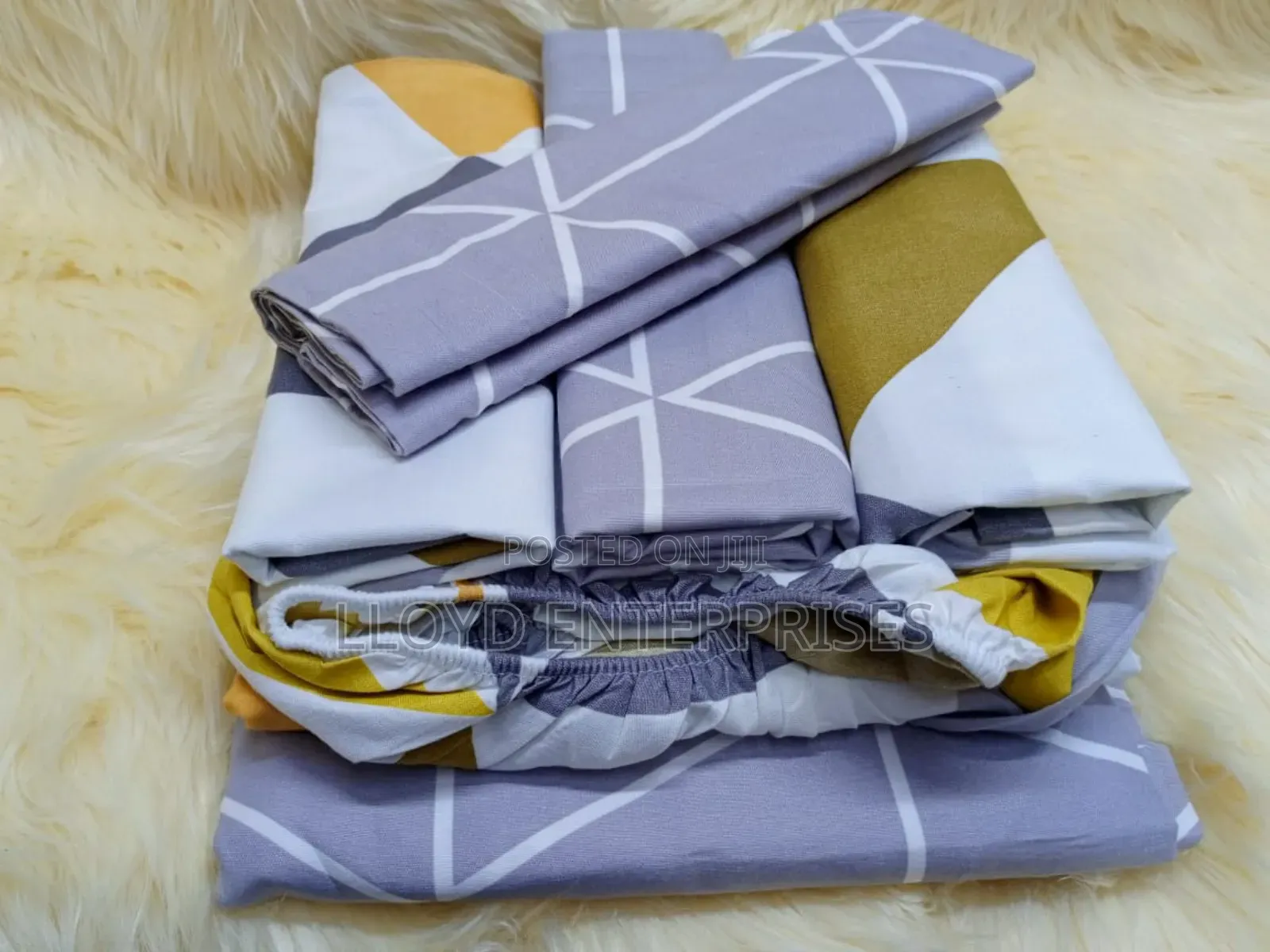Grey Cotton 6pcs Bedsheets Set
