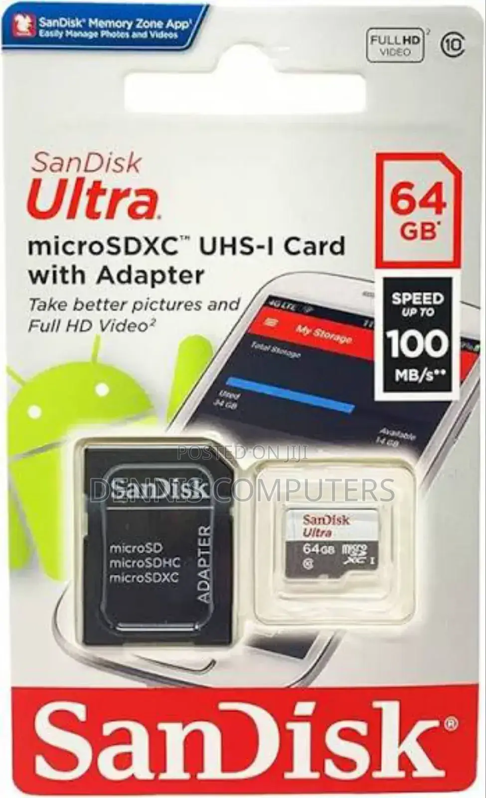 Sandisk Microsd Class 10 100mbps 64gb Without Adapter