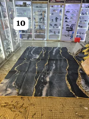 Black and Gold Marble Pattern Area Rug