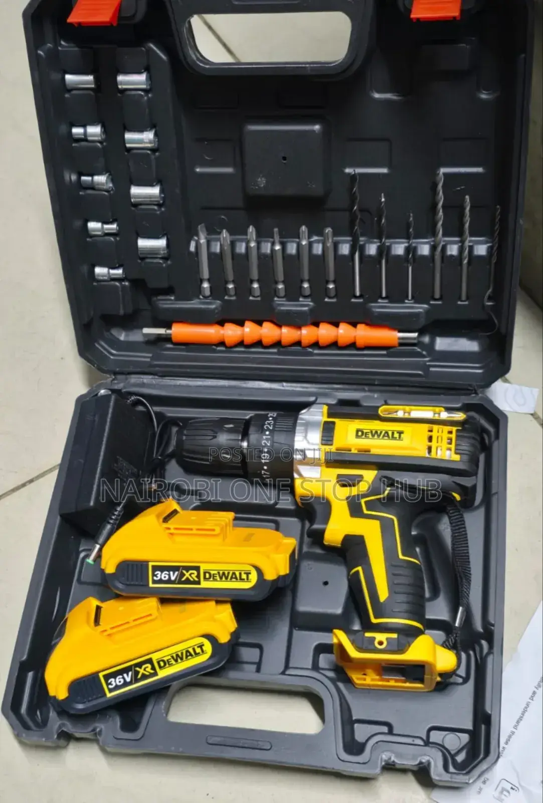 36v Power Drill Kit – Dual Battery, Drill Bits, Screwdriver Bits