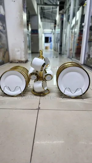 White With Gold Rimmed 18pcs Dinner Set Combo