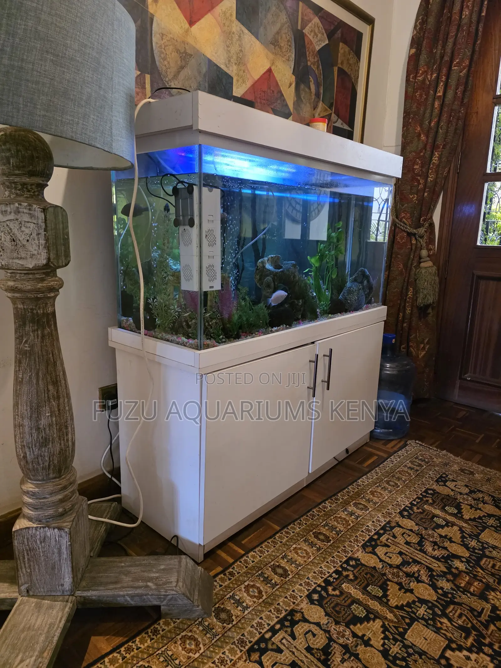 Elegant White Cabinet Aquarium - Full Setup Ready!