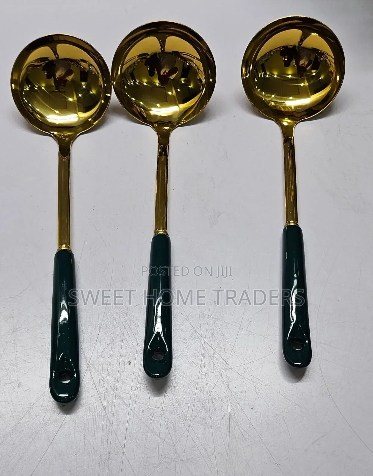 *Single High Quality Golden Serving Spoon With Ceramic Handle