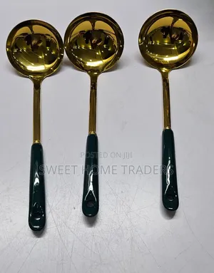 *Single High Quality Golden Serving Spoon With Ceramic Handle