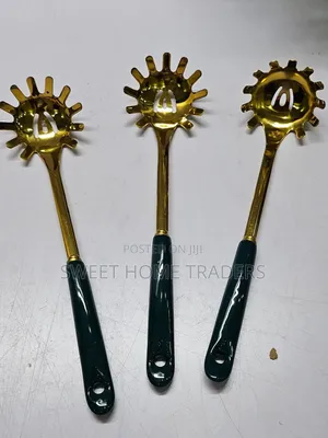 Golden Pasta Spoon With Ceramic Handle