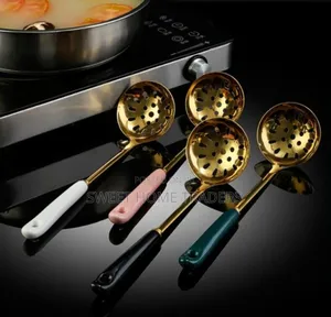 Quality Golden Serving Spoon With Ceramic Handle