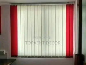 Efficiency In Every Slat White And Red Vertical Office Blinds