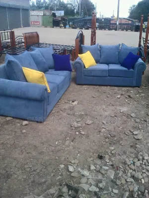 5-Seater Blue Fabric Sofa Set - Payment on Delivery