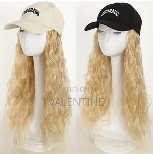 Women's Curly Wave Baseball Cap Wig, High Temperature Fiber