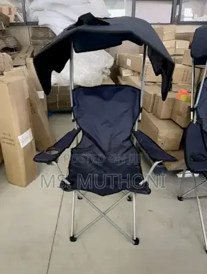 Portable Folding Camping Chair With an Integrated Sun Canopy.