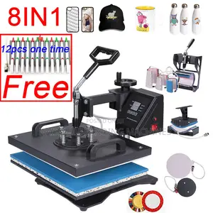 8 in 1 Combo Heat Press Mug Sublimation Machine T-Shirt Printing