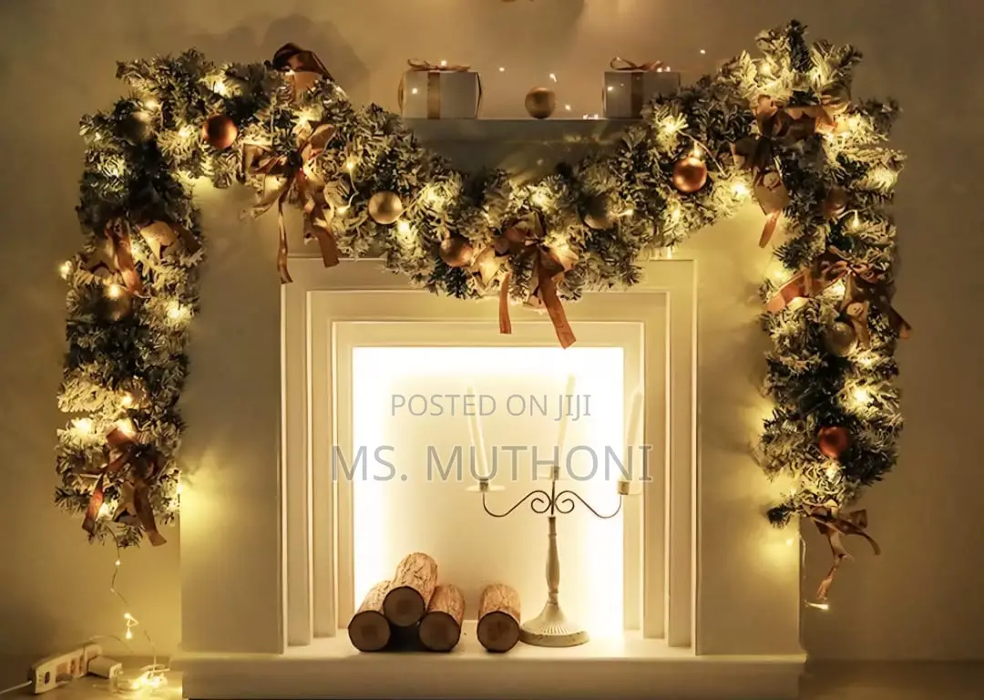 Christmas Garland With Ball Ornaments,Candy Canes, Eucalyptus Leaves