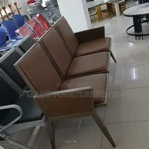 Brown 3 Seater Reception Heavy Duty Bench