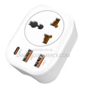 Fireproof Travel 2 Usb Type C Multiplug Convertor Adapter