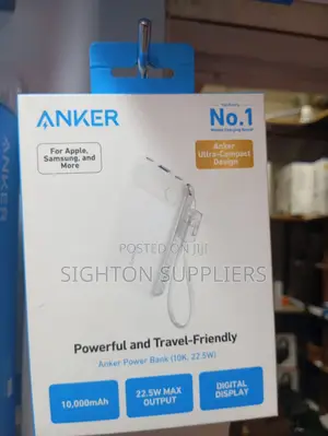 Anker Power Bank 10,000mah Portable Charger With Built-in Usb-C Cable