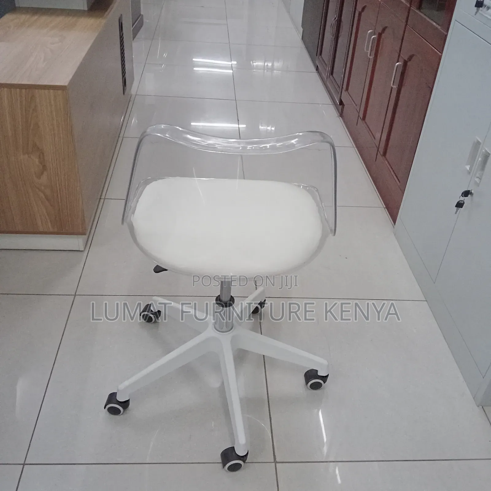White Eames Style Adjustable Seat