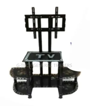 Premium Wooden & Metal Tv Stand With Mount – Elegant Multi-shelf
