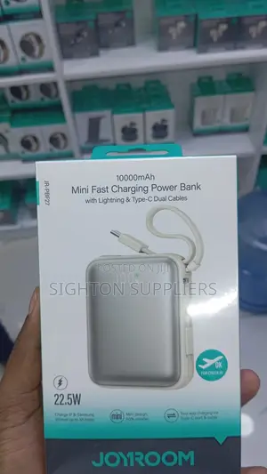 Joyroom 22.5w Mini Power Bank 10000mah With iPhone Type C Dual Cable