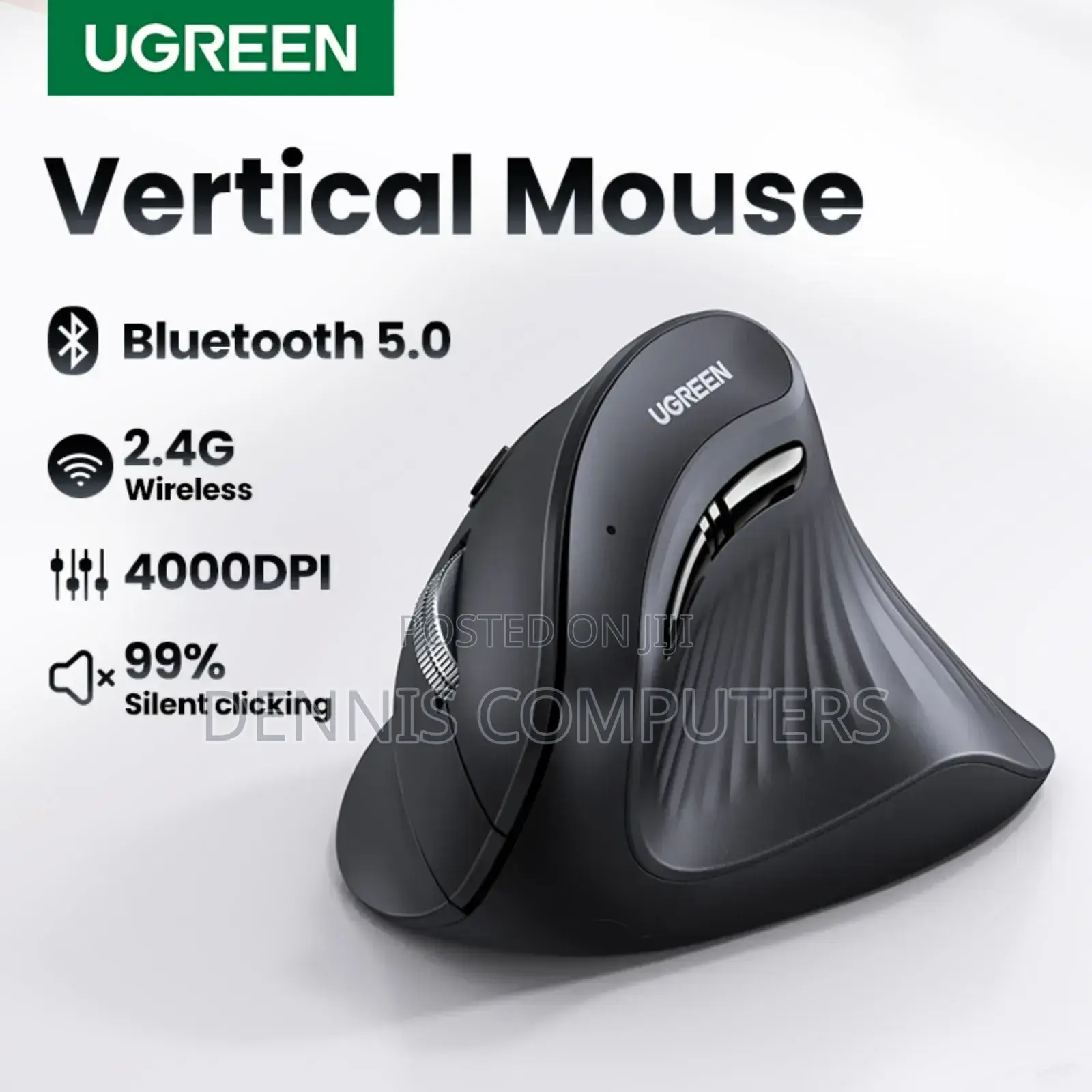 Ugreen Multi-Mode Vertical Mouse-Black -Mu008