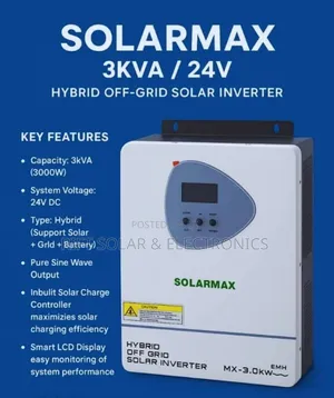 Solarmax 3000 Wats - 24 Volts (3kva -24v) Hybrid Smart Solar Inverter