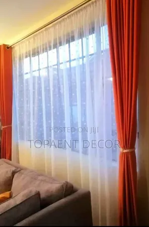 Orange Curtains And Plain White Sheers Elegant Window Curtains
