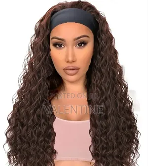 Elegant Dark Brown Long Curly Wave Headband Wig for Women