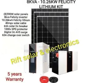 8kva - 10.26kwh Home - School - Office Lithium Off-Grid Solar System