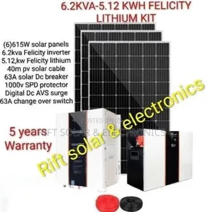 6.2kva - 5.12kwh Off-Grid Lithium System (6)615w Solar Panels