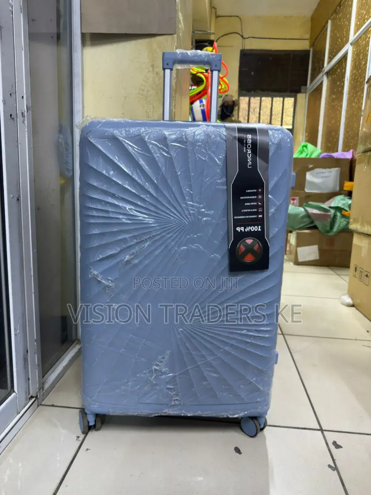 Blue Large Size Rubber Suitcase 
Height 72cm