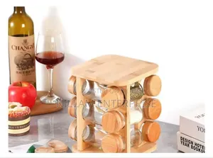 12 in 1 Wooden Spice Rack With Spice Jars