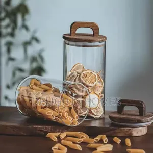 Airtight Glass Jars With Elegant Wooden Lids_kis