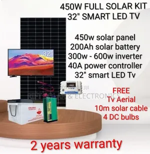 Special Offer 450 Watts Full Package -32" Smart Tv - 200ah Gel Battery
